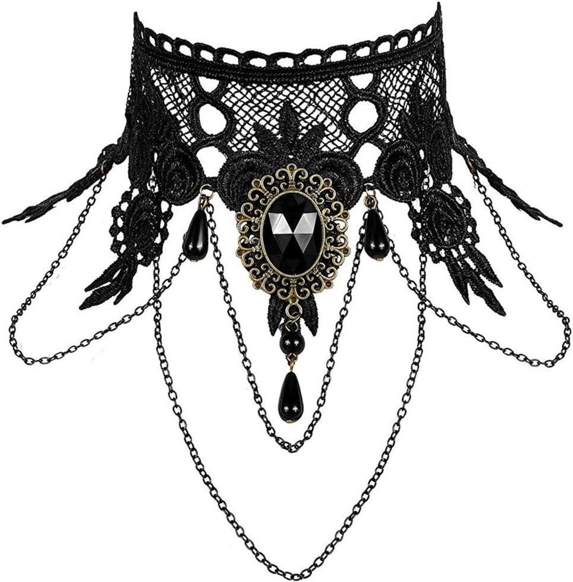 Ronte - Dames Gotische Kanten Kraag Choker Halsketting - Trendy - Mode - Gothic