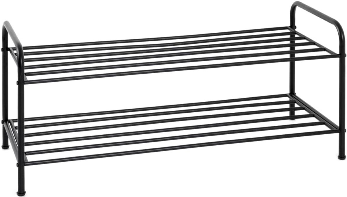 Schoenenrek 2 planken zwart metaal modern - 83x35x37 cm