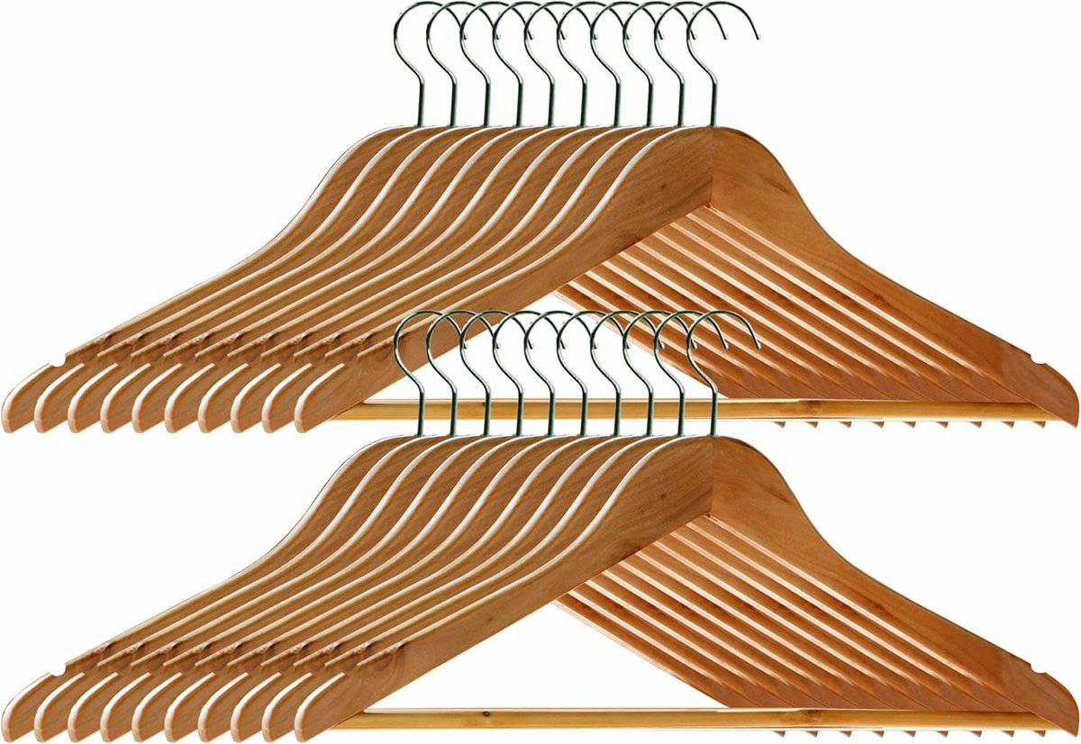 Houten kledinghangers - 20 stuks - 44 cm - zwart