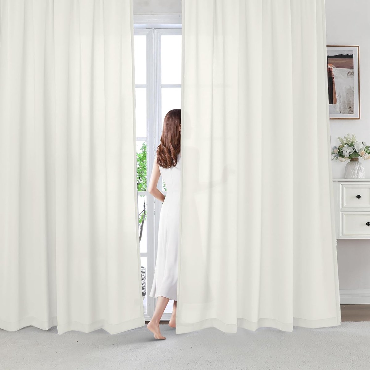 Unyqoos Transparante beige gordijnen met oogjes voor een stijlvol interieur Wit