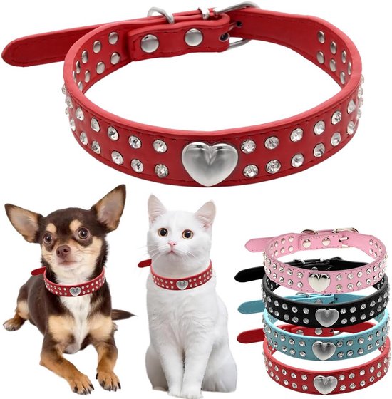 Hotlion Bling Rhinestone Hondenhalsband Leuke Zachte Oogverblindende Sprankelende Kristal Jeweled Verstelbaar voor Medium Grote Ras Puppy Kat Huisdier Kitten Roze X-Large