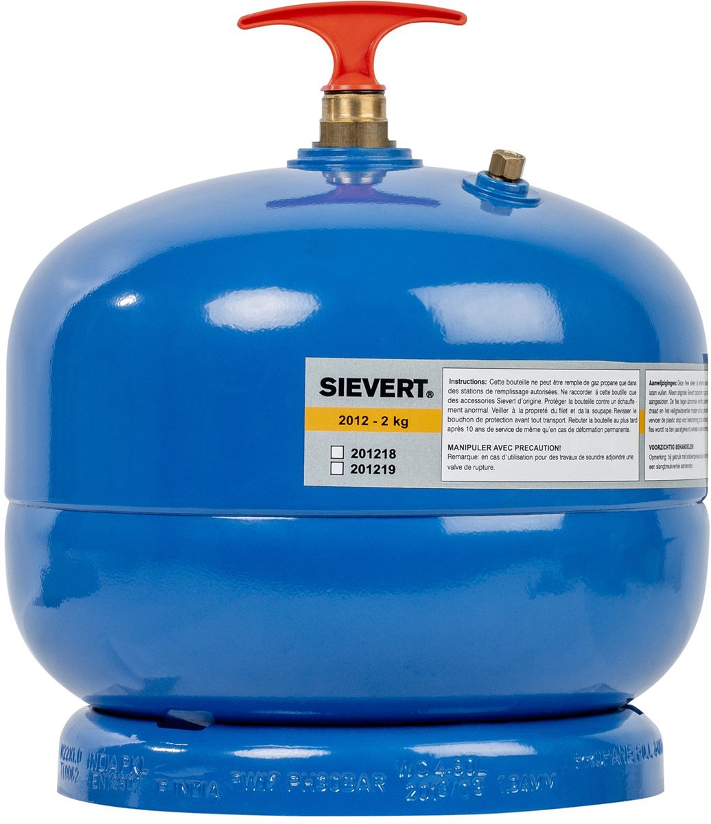 Sievert Gasfles hervulbaar 2kg M14 (gevuld) - zonder kraan