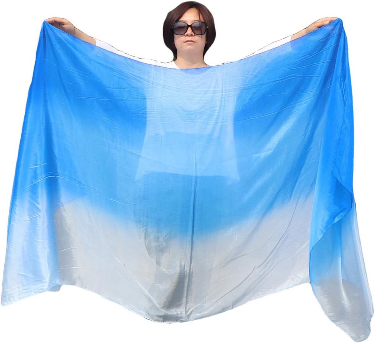 Buikdanssluier Zijde Handbeschilderd Verloopkleur 270x110 cm