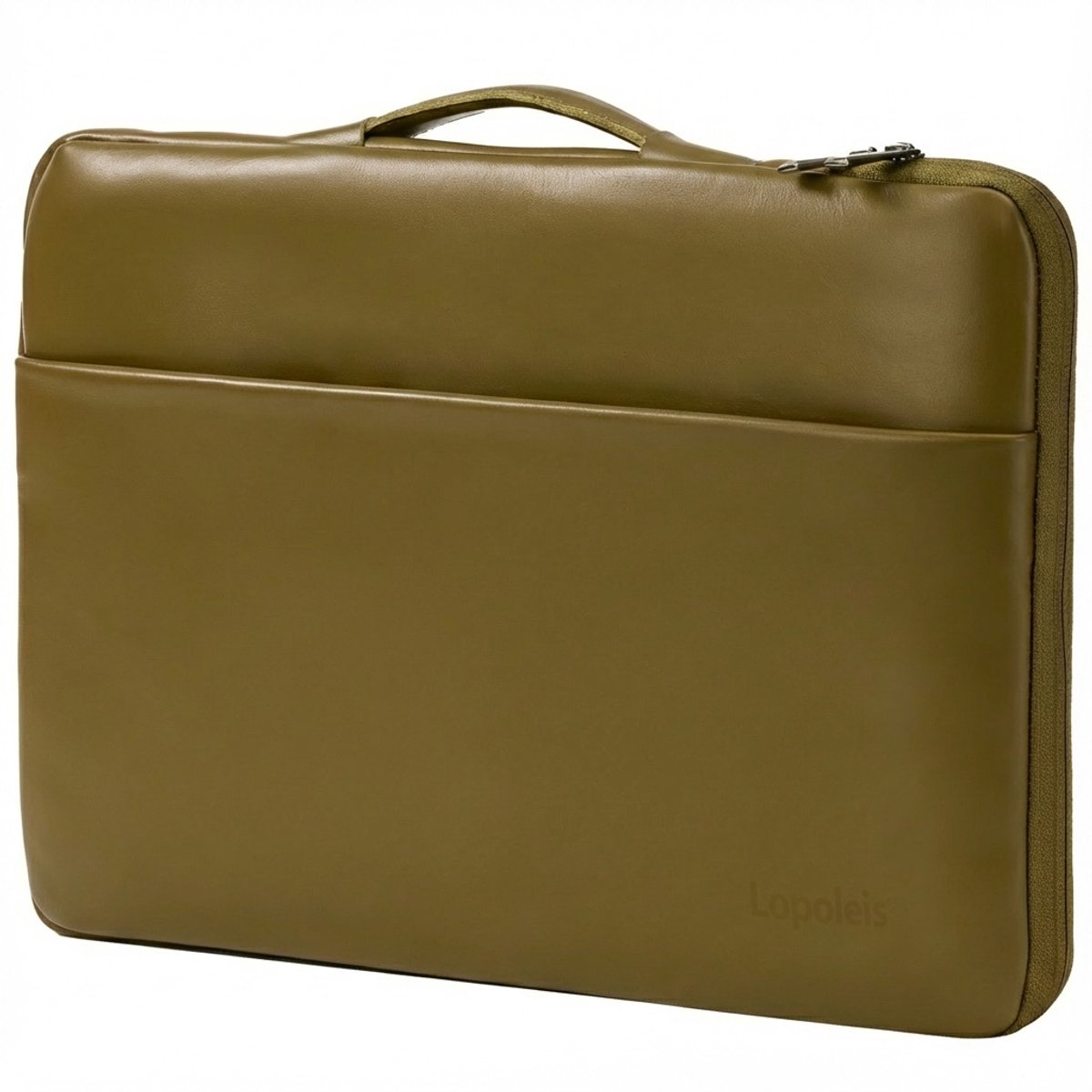 Lopoleis® Leren Laptoptas 14 inch – Luxe Laptophoes – Laptop sleeve – Geschikt voor Macbook Air & Pro – PU leer – 14 inch – Olijf groen