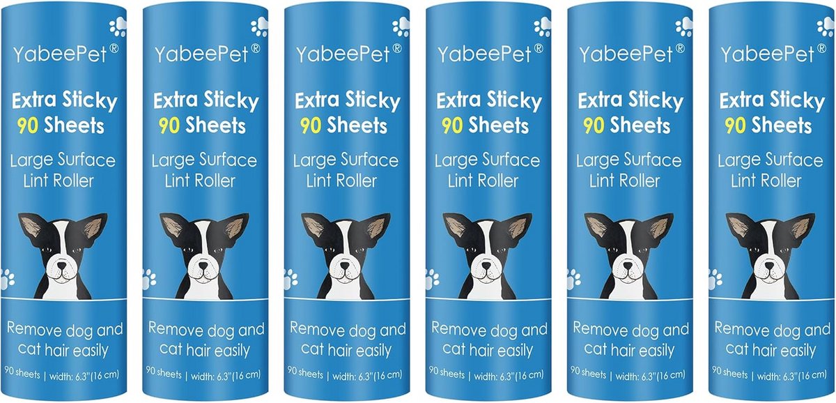 Extra Brede Lintroller Refills voor Huisdierenharen - 4 stuks, 90 Bladen per Rol, 16,5 cm