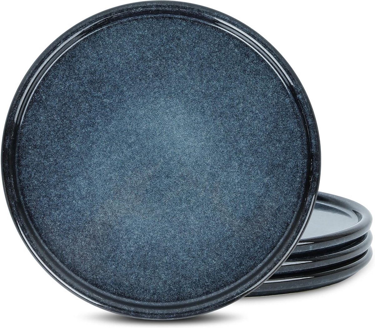 4-delige borden set 27 cm donkerblauw stoneware
