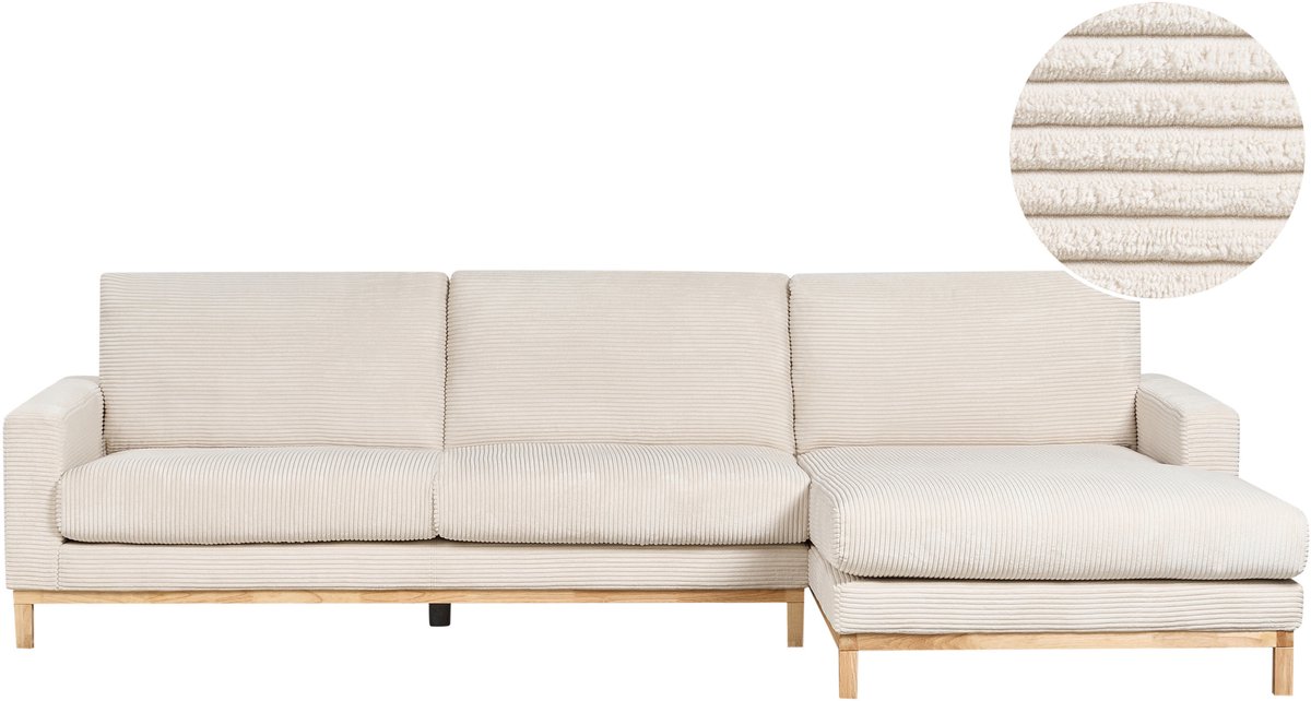 Beliani SIGGARD - Hoekbank - Lichtbeige - Linkszijdig - Corduroy