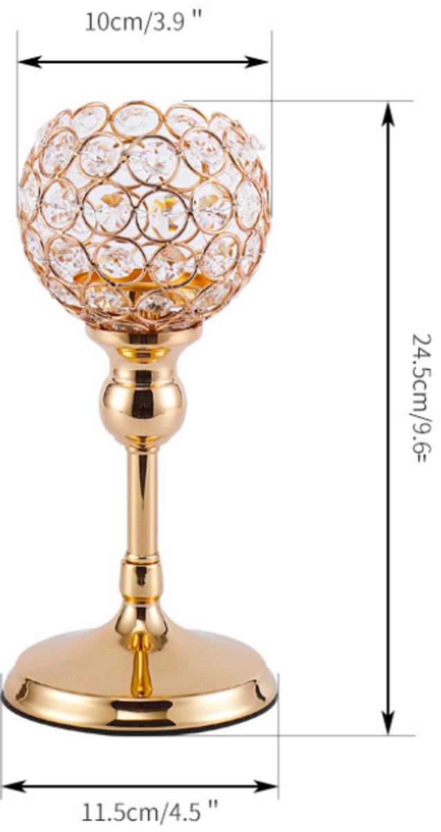 1 kristallen kandelaar, gouden kandelaar voor stompkaarsen en theelichtjes, voor bruiloften, feestjes, Kerst, huisdecoratie, housewarming cadeau, stijl 4