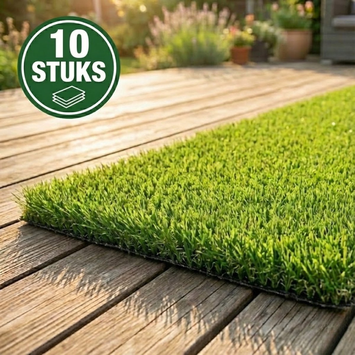 Niba® Kunstgras 2x1m - 10 stuks - 20mm hoog - Grastapijt voor Balkon, Camping & Deurmat