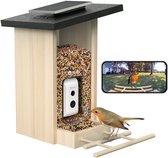 Mangeoire Birdfy Ebony avec panneau solaire – Nichoir intelligent avec caméra – Mangeoire à oiseaux en bois – Reconnaissance des oiseaux par IA – Décoration de jardin