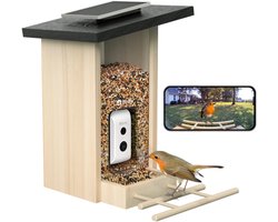 Birdfy  Feeder  Ebony – Slim Vogelhuisje met Camera & Zonnepaneel – Live Vogels Spotten via je Smartphone – AI Vogelherkenning – Cadeau voor Natuurliefhebbers