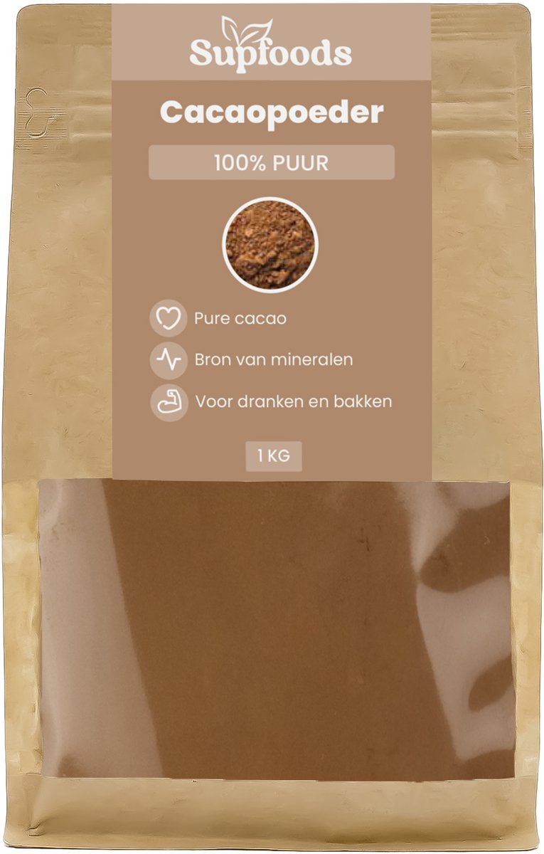 Cacao Poeder 100% Puur - 1kg - Cacao Ongezoet - Voor Smoothies, Chocolademelk en Bakken