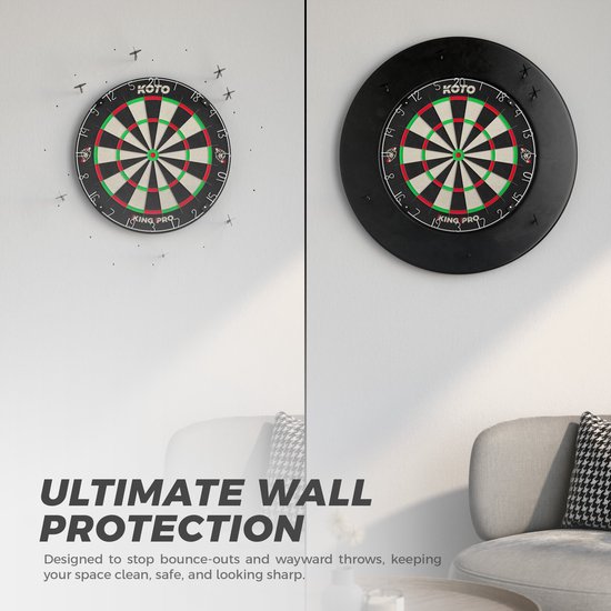 KOTO Dartbord Surround Zwart, Hoogwaardige Dartomranding, Dart Surroundring, Bescherming Pijlen & Muren, Gemakkelijk te bevestigen van KOTO — afbeelding 3
