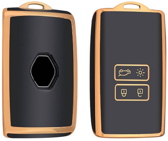 Étui pour clé de voiture Renault Étui pour clé en TPU durable - Étui pour clé de voiture - Convient pour Renault -noir-or- A4 - Accessoires de vêtements pour bébé de voiture gadgets