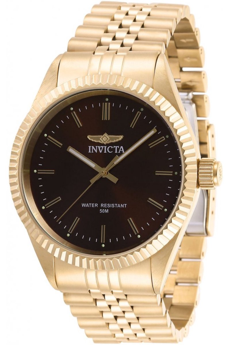 Invicta Specialty 29387 Heren Horloge - Waterdicht - Analoog - Quartz Uurwerk - Roestvrij Staal met bruine Wijzerplaat - 43mm