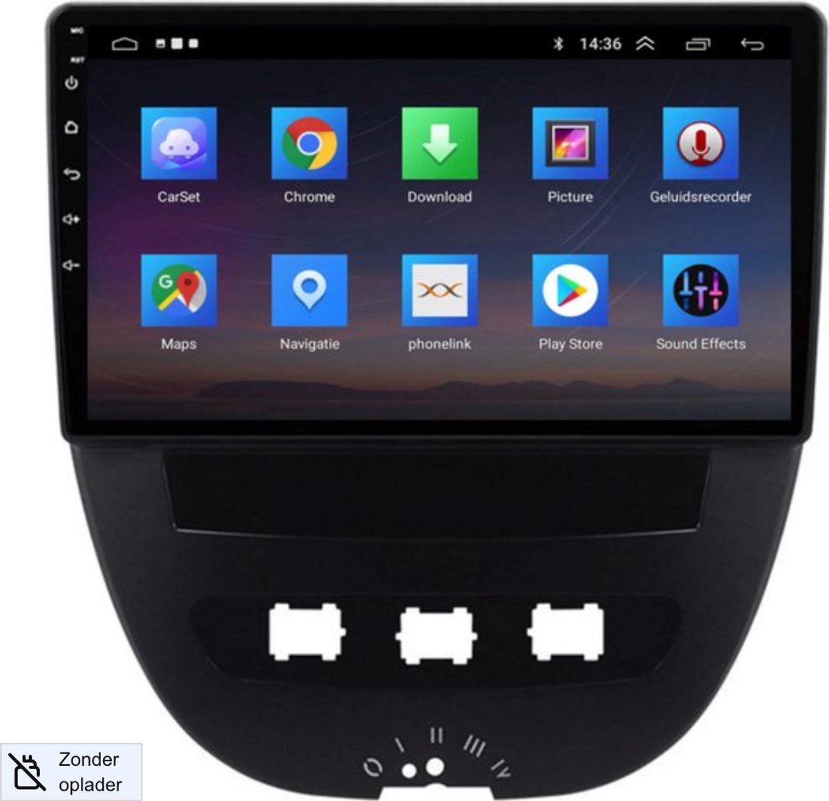 Bol.com Draadloos Android auto & Apple Carplay navigatie - Incl Achteruitrij Camera - Geschikt voor Toyota Aygo, Citroën C1 en P... aanbieding