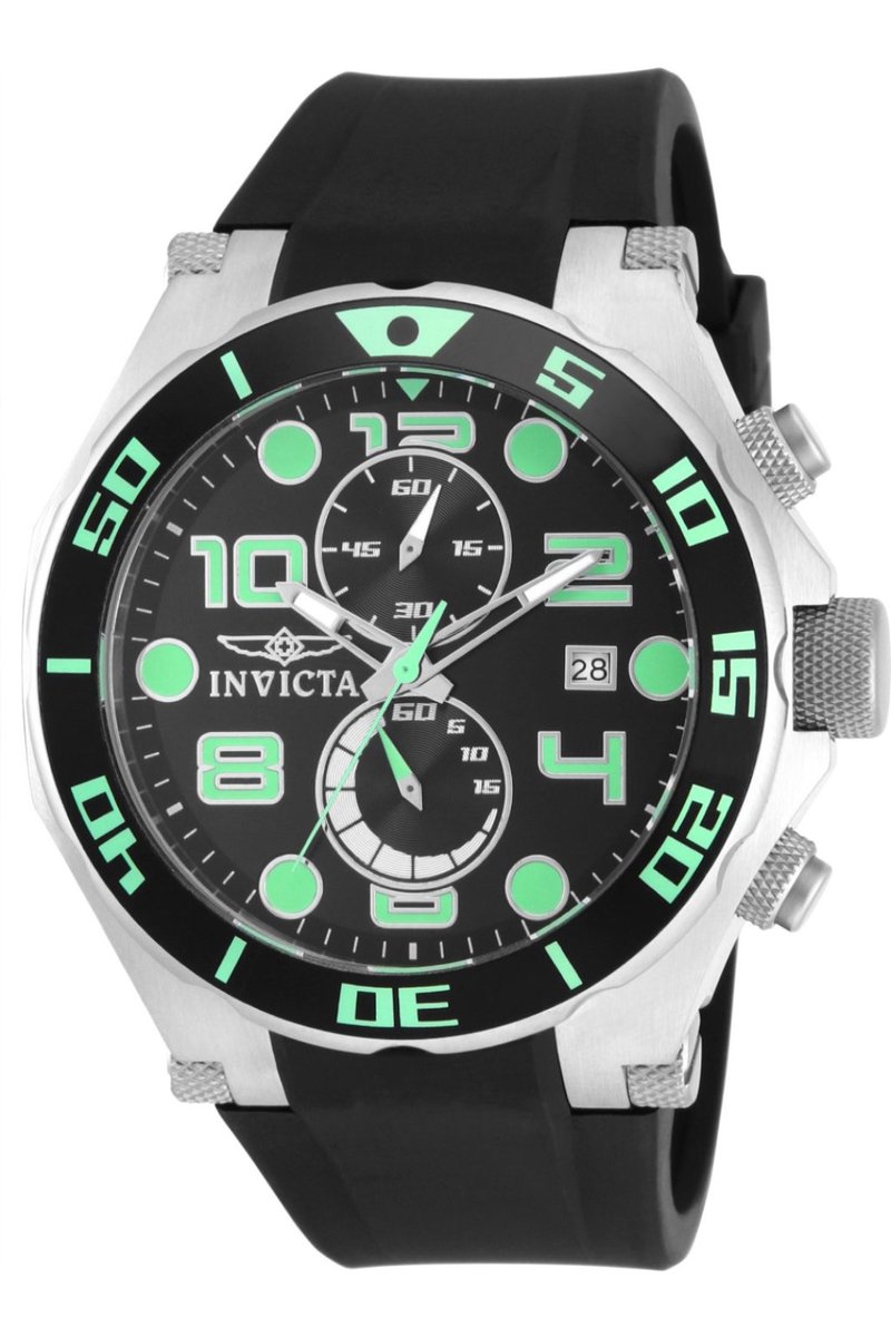 Invicta Pro Diver 15394 Heren Horloge - Waterdicht - Analoog - Quartz Uurwerk - Roestvrij Staal met zwarte Wijzerplaat - 50mm