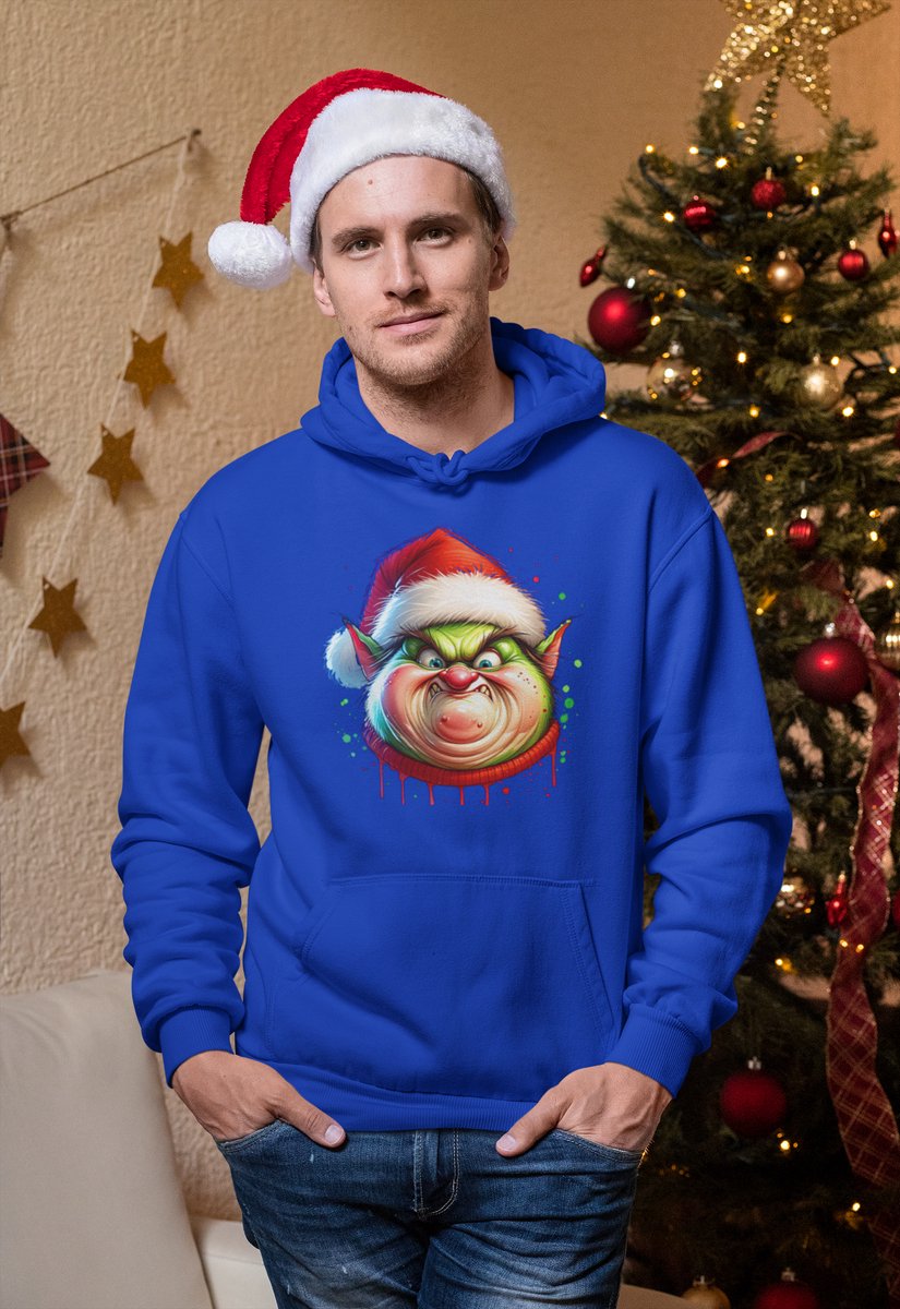 Grumpmas Santa - Kersttrui - Kerst Trui Blauw - Grappig Kersttrui - Maat XL - Limited Edition