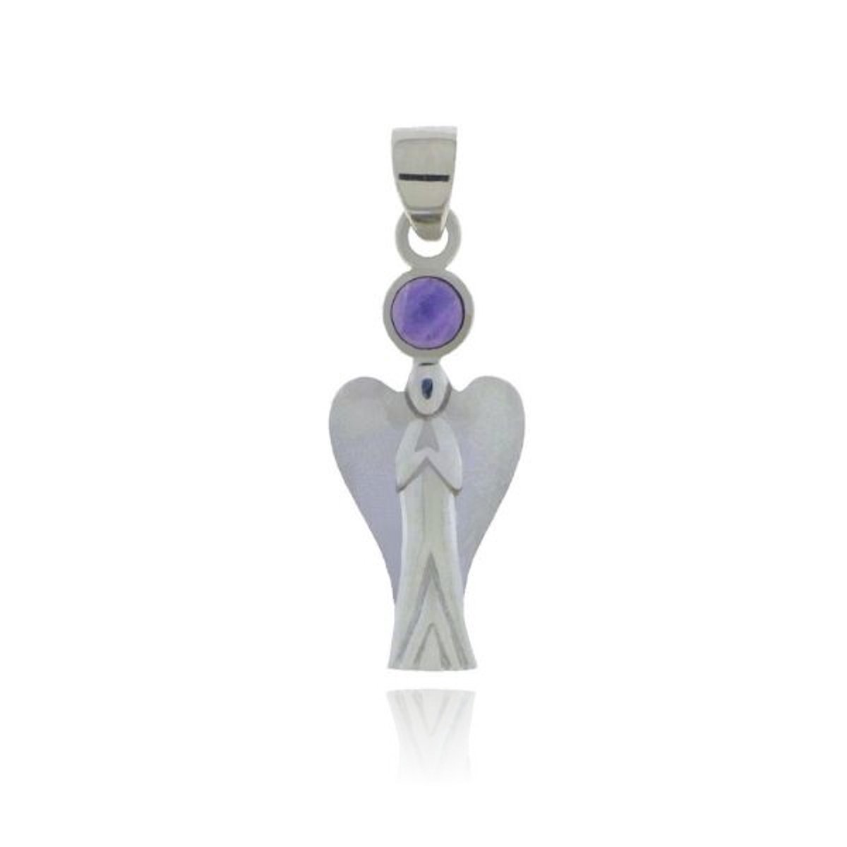 SilverGems zilveren Engel hanger met Amethist edelsteen