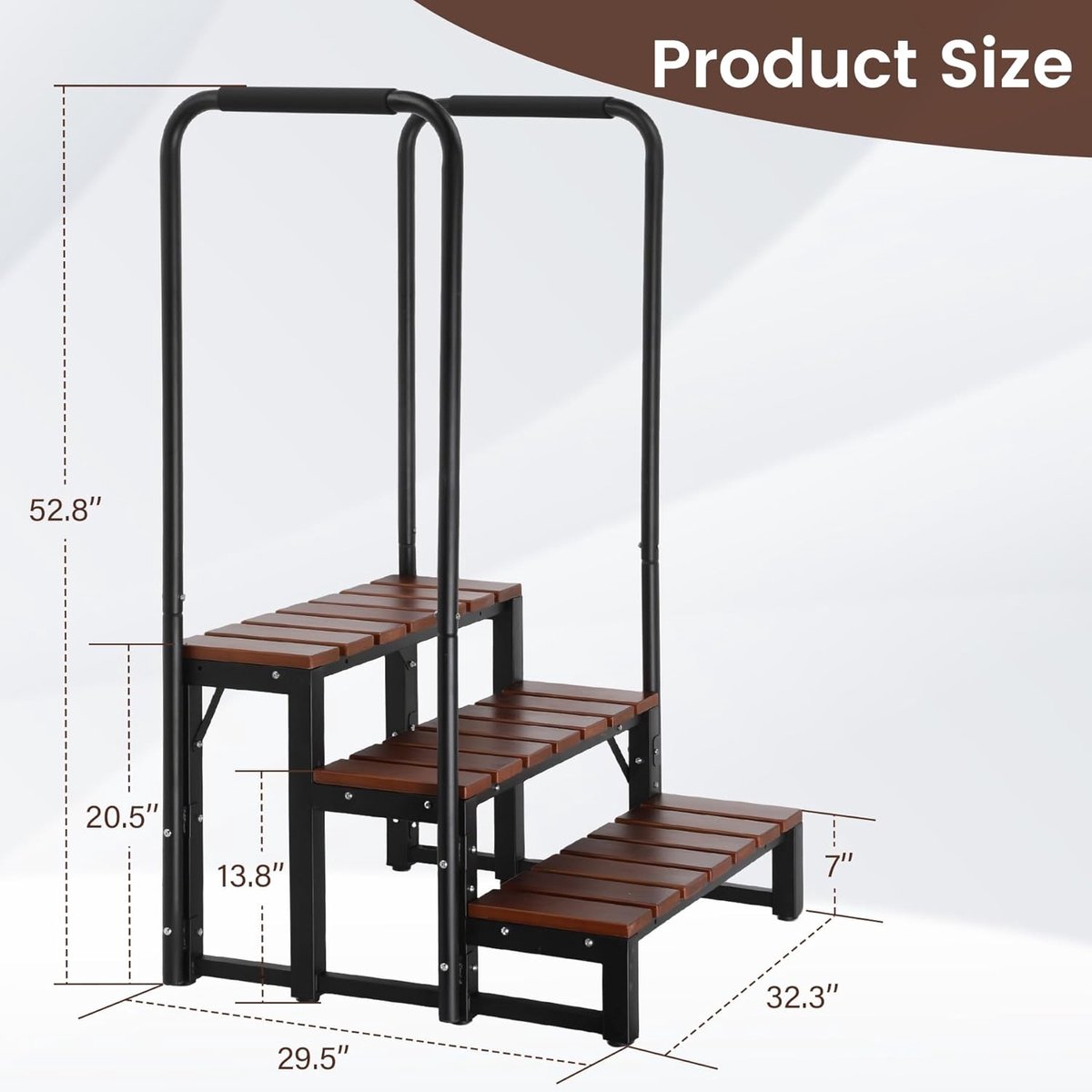 Luxe Spa & Whirlpooltrap Verona 3 Treden met Dubbele Handrails, Stelvoet en Afneembare U-vormige Leuning – Draagvermogen 204 kg – Alta Furniture