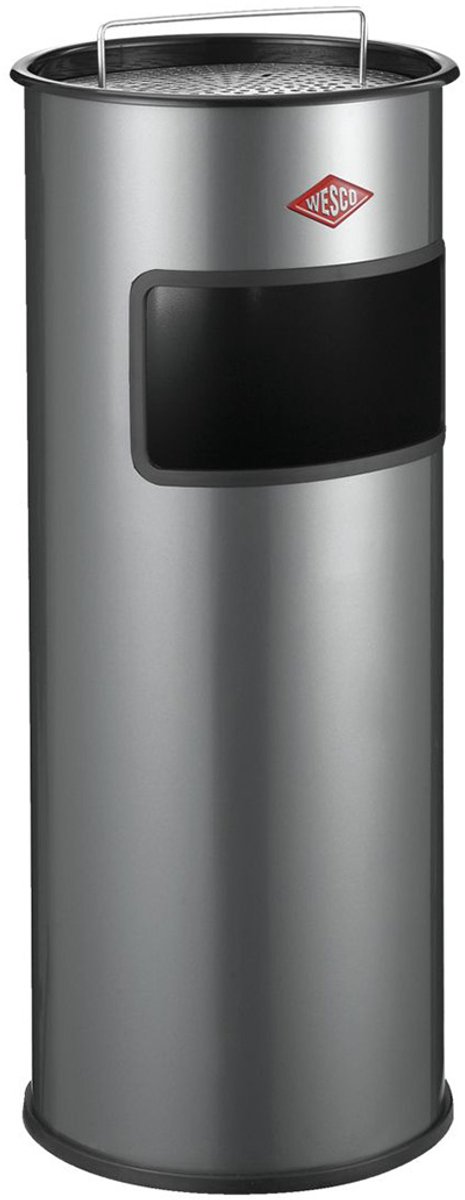WESCO Staande Asbak met zeef zonder inzet | 30 Liter | Metaal - Zilver | Afvalbak met Asbak Staand - Made in Germany