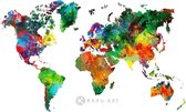 Schilderij - Wereld in kleuren, wereldkaart