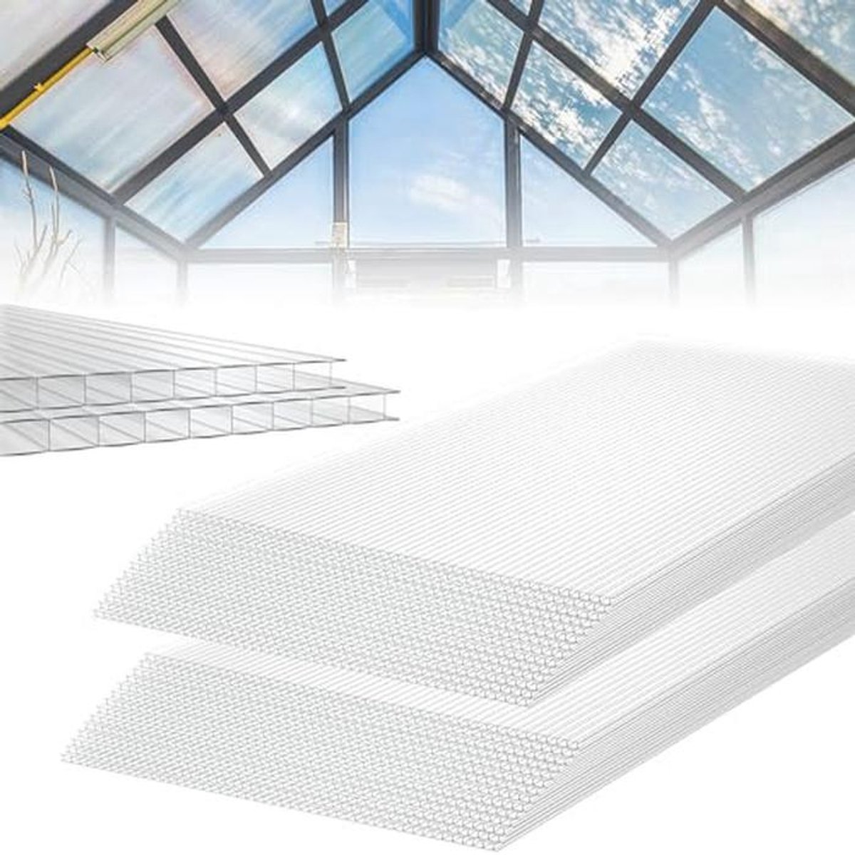 Polycarbonaat Holle Kamerplaten 28 Stuks 1210 x 605 x 4 mm - Schokbestendig en UV-bestendig voor Tuinbouw en Kassen