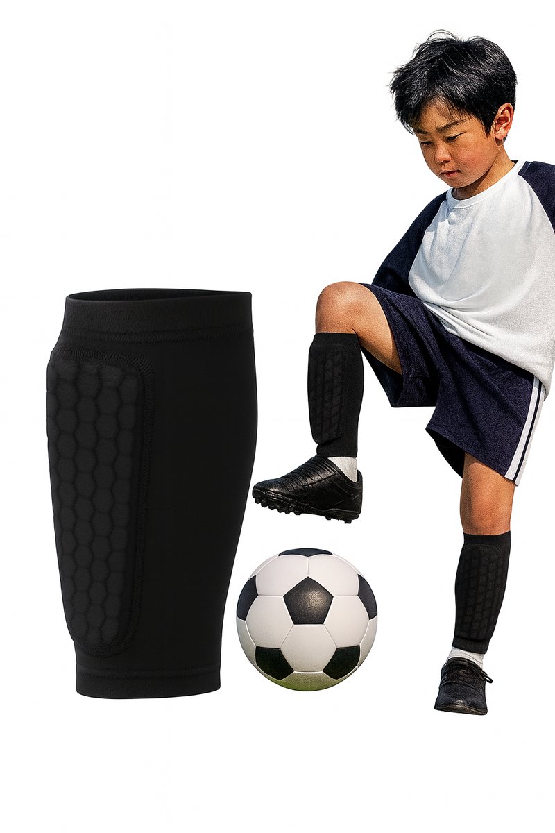 Scheenbeschermers - Kind - Scheenbeschermer houder - Antislip scheenbeschermerhouder – Voetbal – Lichtgewicht - Shin pad sleeve - Shin guard - steunhouders - Zwart - LOUZIR