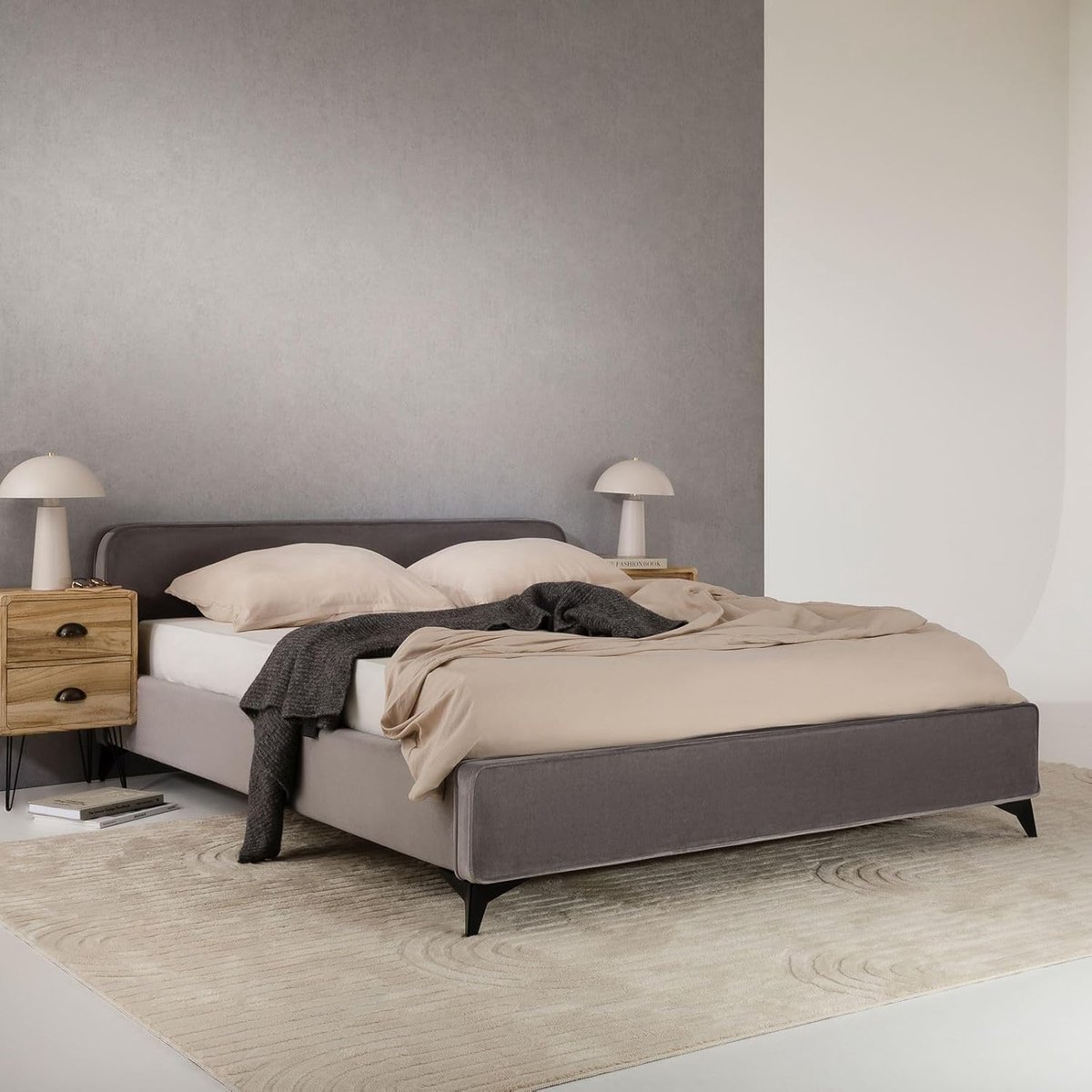 Gestoffeerd Eenpersoonsbed 140 x 200 - 140x200 cm - x 200 cm Fluwelen Hoofdeinde, - Medahomestore