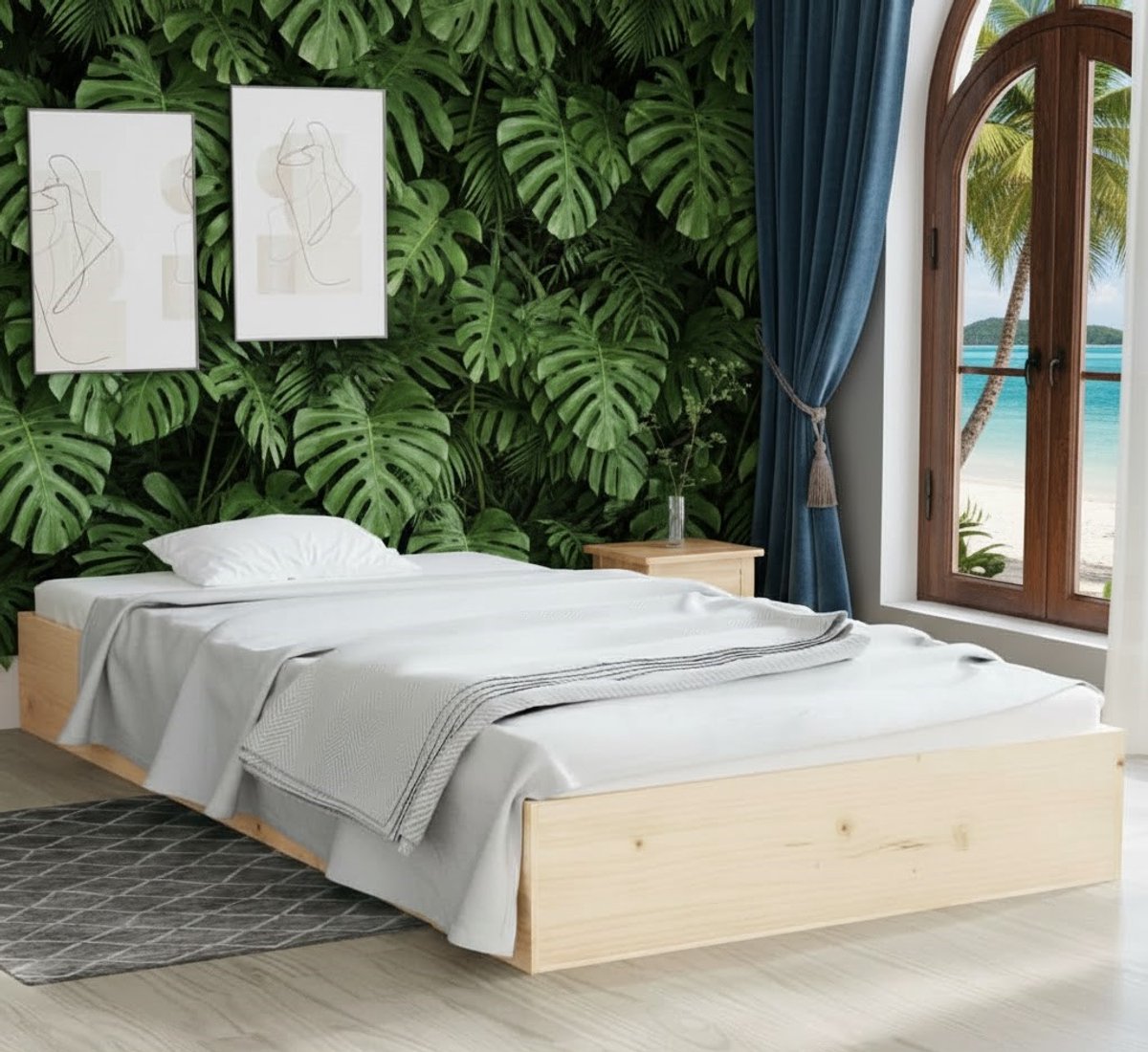 Massief Grenen Houten Eenpersoonsbed 90 - 90x200 cm - Eenpersoonsbed 90 x 200 cm - Medahomestore