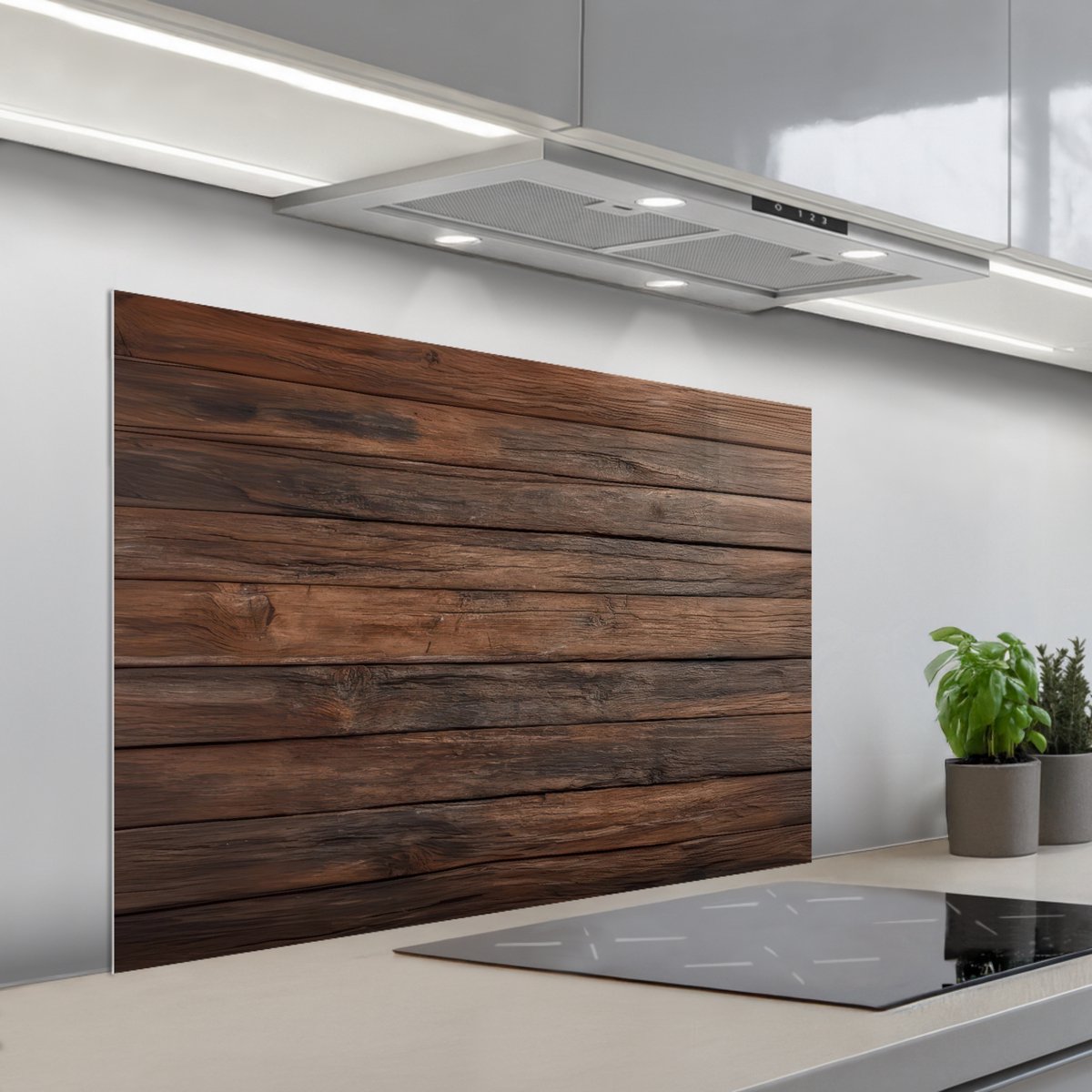 KitchenYeah Spatscherm 100x65 cm Zelfklevende achterwand Houten plankpatroon Warmte Natuurlijk Keuken muurbeschermer Spatwand fornuis