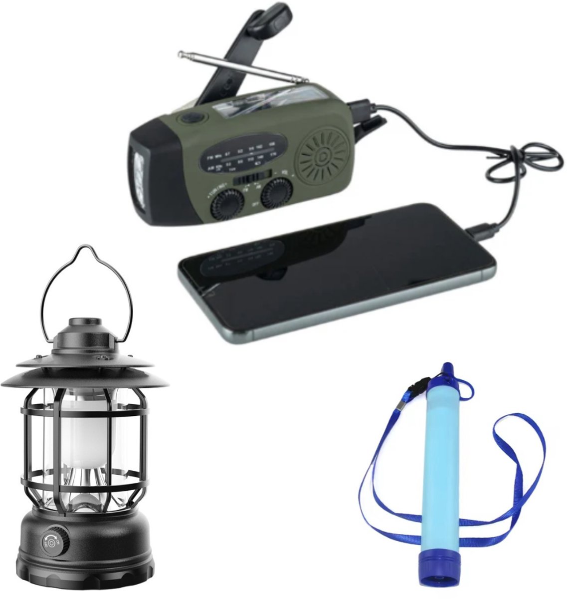72uurs Noodpakket - Noodbundel - 3-delig - Noodradio - Ledlamp - Waterfilter - Rampen - Stroomuitval - Outdoor