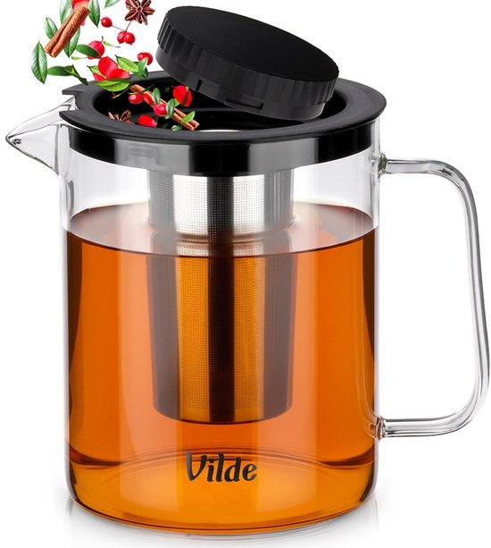 Théière en verre résistant à la chaleur avec infuseur 1,5 l