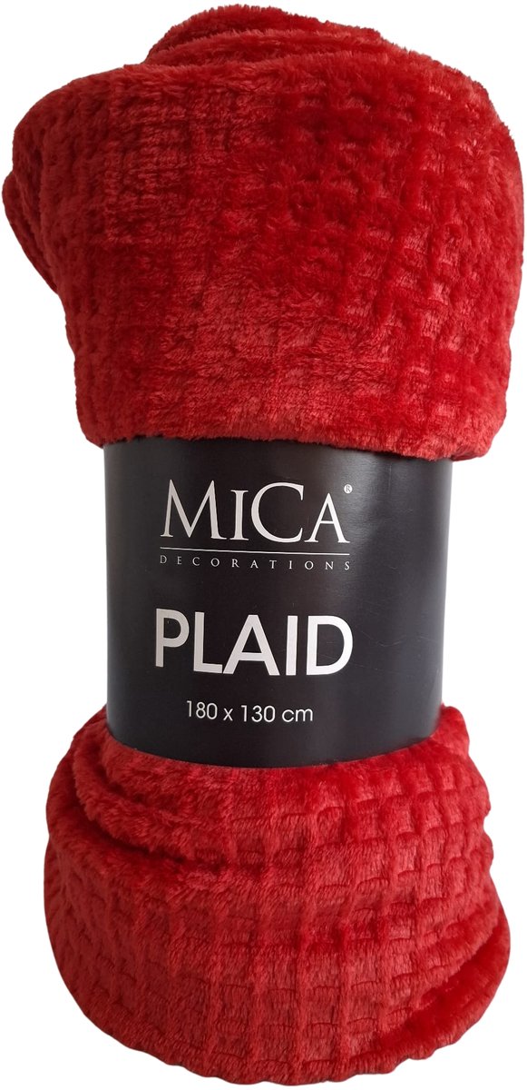 Mica Joanne Fleece Plaid 180x130 cm – Zacht Woondeken – Rood