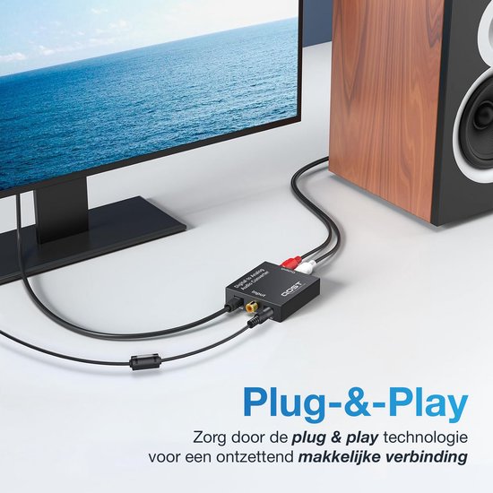 Qost Digitaal naar Analoog Audioconverter - 192 kHz Audio Adapter - DAC - Toslink - RCA R/L - Inclusief Optische Kabel en Voedingsadapter — afbeelding 4