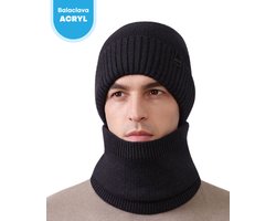 FOXLY® Muts met Nekwarmer - Balaclava - Gezichtsmasker - Motormasker - Balaclava - Nekwarmer - Zwart - One size