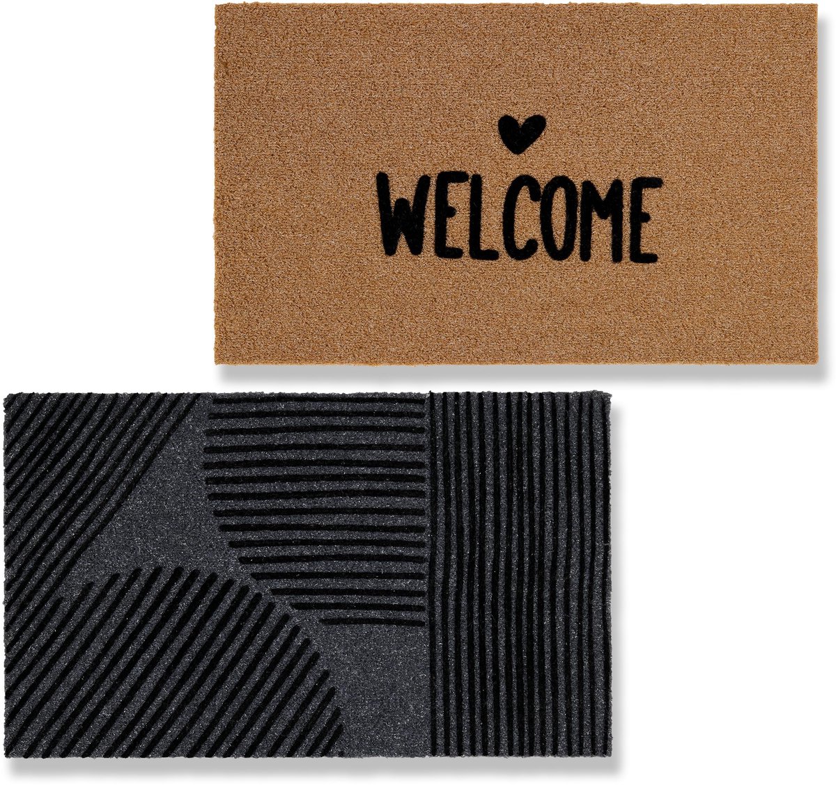 Unyqoos Set van twee buitenmatten met stijlvol design en antislip oppervlak Welkom + Graphics
