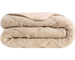 Dekbed zonder overtrek, 4 Seizoenen Dekbed, Teddy, Wasbaar Dekbed, Beige, 220x240 cm, Lits-jumeaux, Teddy Dekbedovertrek, 2 in 1 Dekbed, Hoesloos Dekbed, Ultra Soft Dekbed, Dubbelzijdig, Wasbaar, Zacht & Hypoallergeen, De Linde Home