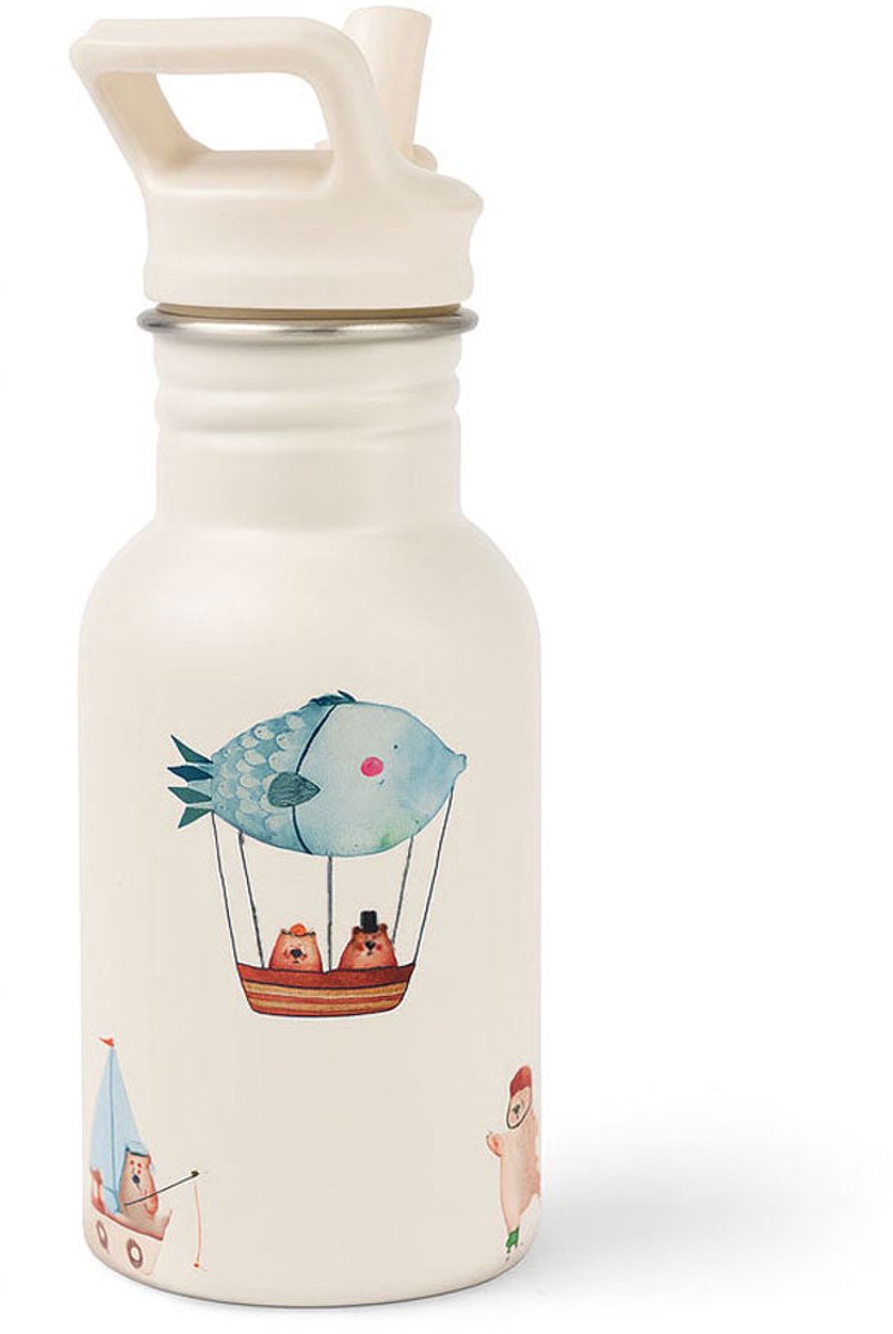 J.Børn RVS Schoolbeker – Lichtgewicht – Met Rietje – 400ml – Avontuur Beer