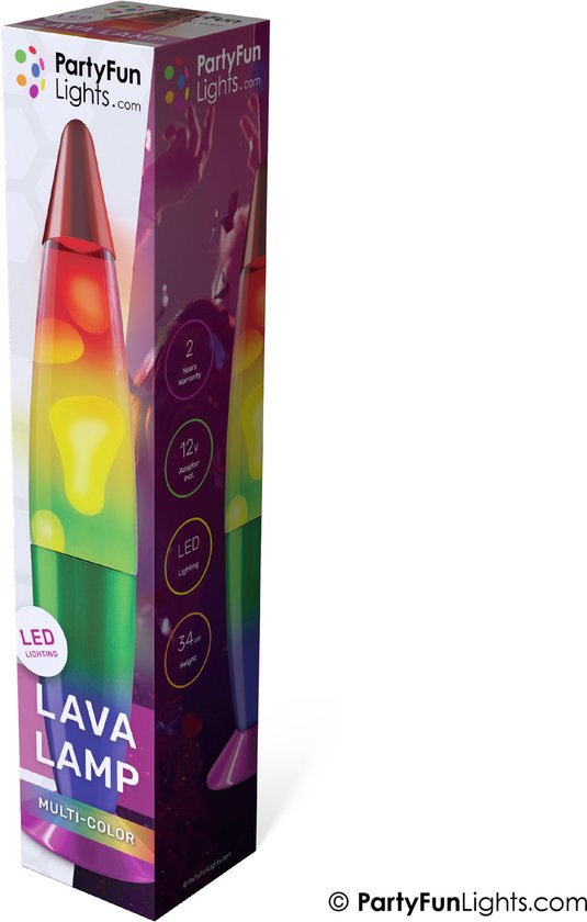 PartyFunLights - Lava Lamp Regenboog look - LED - 34 cm - Lavalampen sfeerlichting - Nachtlampje voor kinderen 6+ van PartyFunLights — afbeelding 5