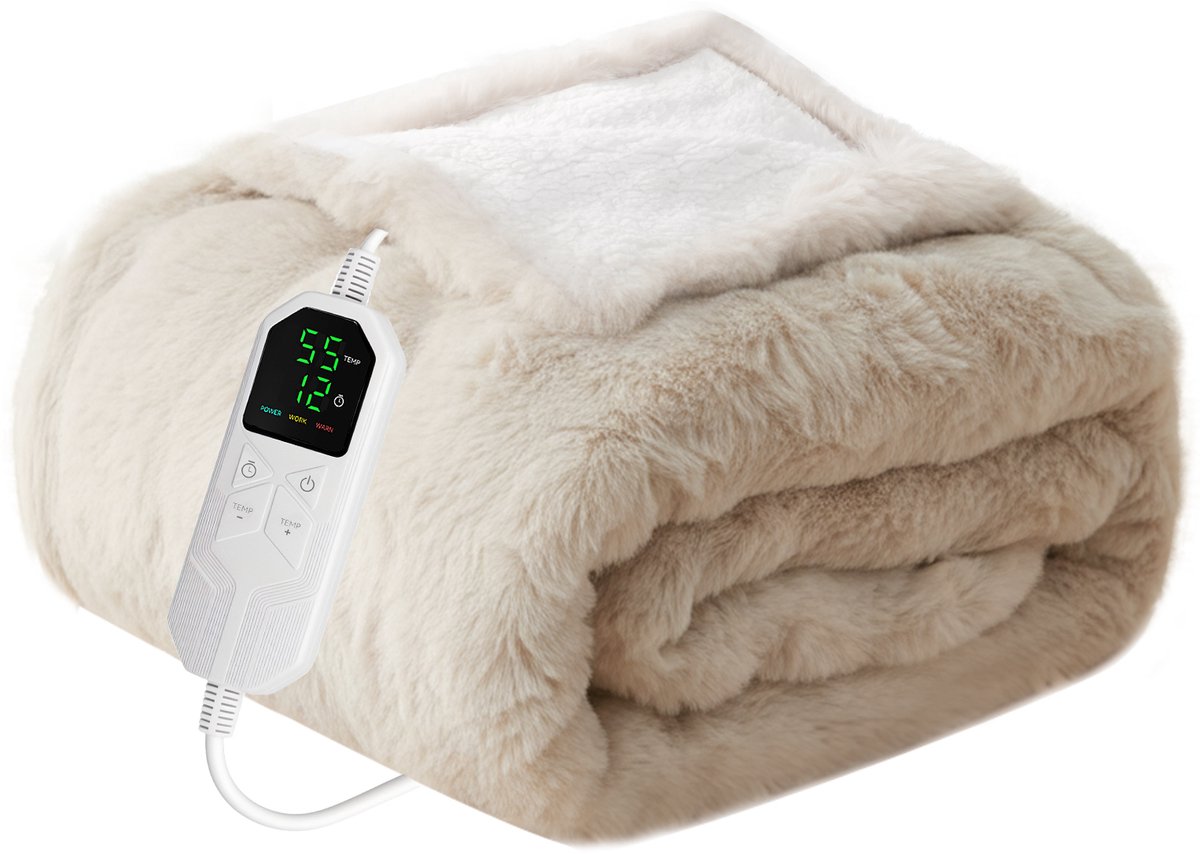 WARMFAY Elektrische Deken met Timer en Temperatuurregeling