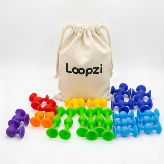 Loopzi Ploppers speelgoed - Sensorisch siliconen speelgoed voor 3+ jaar - 26 zuignappen