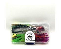 TopVisShop 80-delige Kunstaas Tackle Set – Complete Roofvis Set voor Snoek & Baars – Inclusief Opbergbox