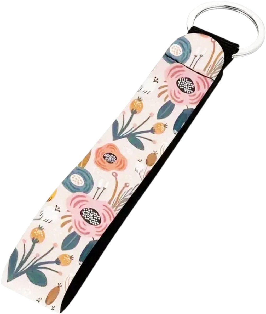 Minis Gifts | Prachtige Pols Sleutelhanger met Bloemenprint – Lichtroze Floral Keychain | Cadeau voor Kerst, Verjaardag, Valentijnsdag, Moederdag, Vaderdag & Bruiloft