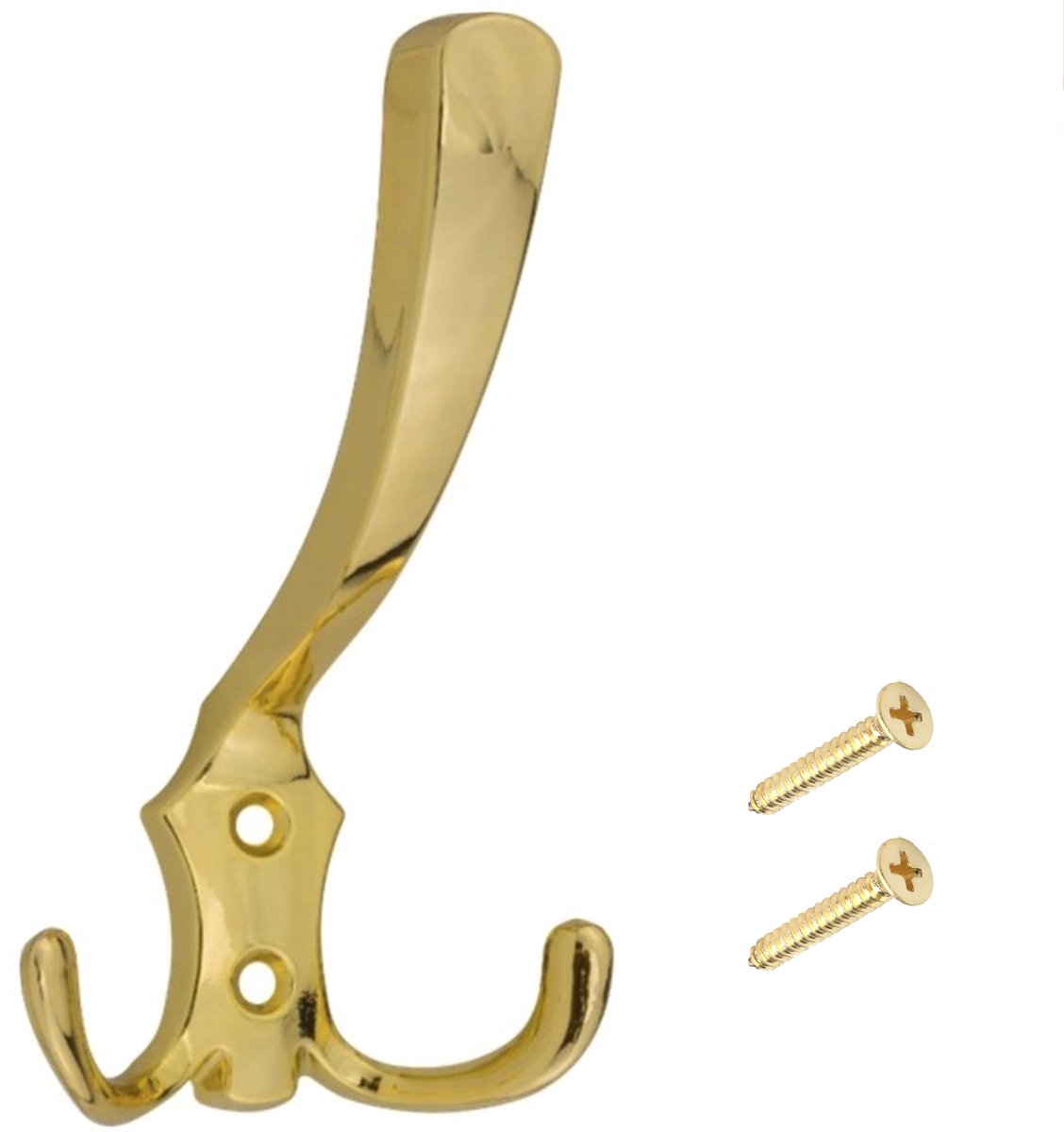 Gouden wandhaak met 3 haken - inclusief schroeven - kapstokhaak - jashaak - kledinghaak