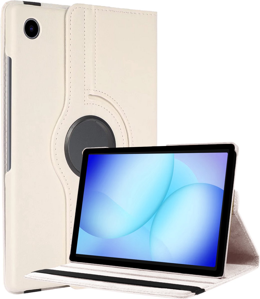 Hoesje - Geschikt voor Samsung Galaxy Tab A11 Plus / A9 Plus - 360 Graden Hoes - Draaibare Hard Cover Case - Tablethoes Draaibaar - Wit