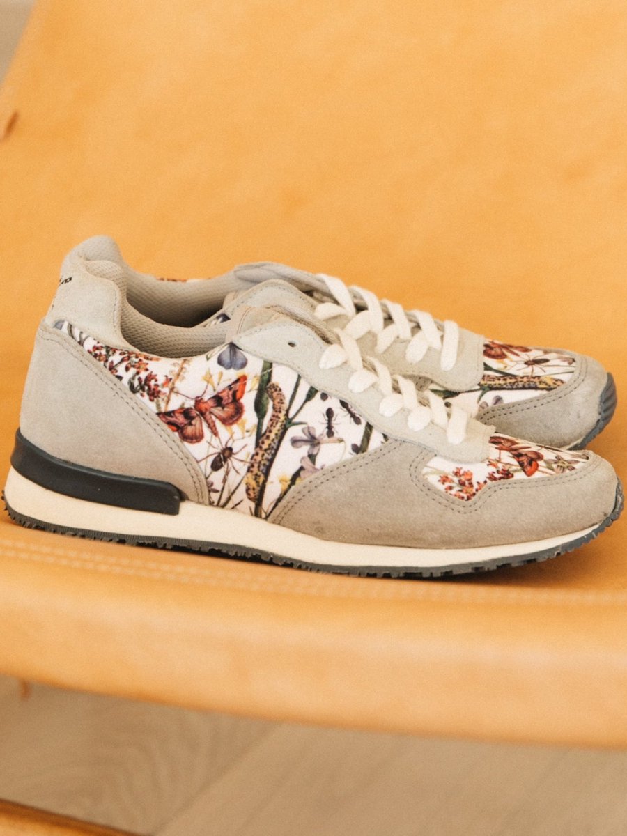 Inkkas Monterey dames sneaker – comfortabele suède sneaker met subtiele nature-print – grijs/wit/roze/geel/blauw, Maat41