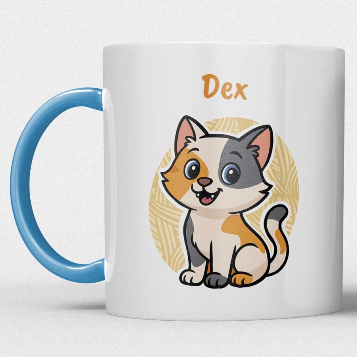 kindermok/kinderbeker | gepersonaliseerd met naam | met lapjes kat | blauw | Schattige illustraties