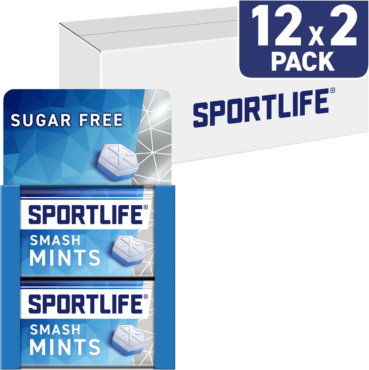 Sportlife Mints Smash 2-pack - frisse suikervrije mints - 12x(2x35g)