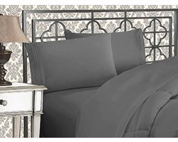 Elegant Comfort Luxurious & Softest 1500 Thread Count Egyptian Three Line Embroidered Softest Premium Hotel Quality 4-Piece Bed Sheet Set, Wrinkle and Fade Resistant Full Cream